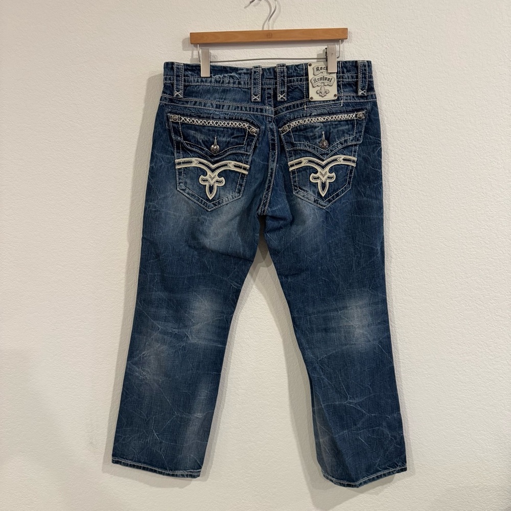 Rock Revival Benjamin Relaxed Straight Jeans Size 36 Demin Buckle